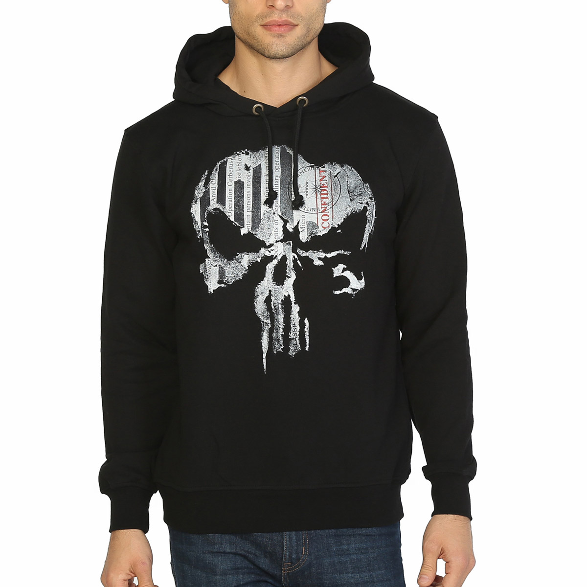 The Punisher Siyah Kap onlu Sweatshirt