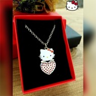 Hello Kitty Kırmızı Puantiyeli Heart Kolye