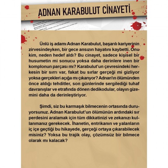 Dedektiflik Cinayet Çözme Oyunu - Adnan Karabulut Davası