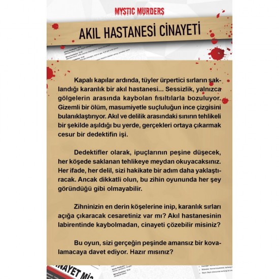 Dedektiflik Cinayet Çözme Oyunu - Akıl Hastanesi Davası